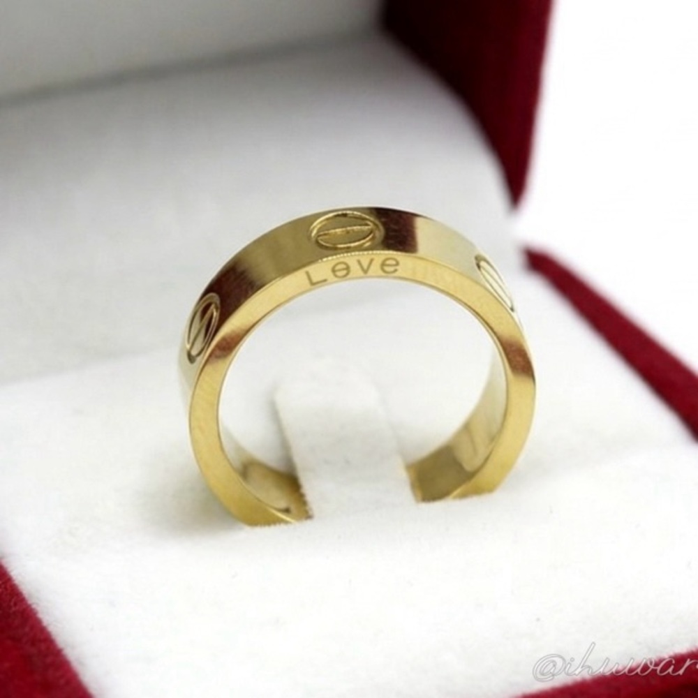 18K Gold Plated Screw Motif Love Ring Size 8 - Picture 5 of 5